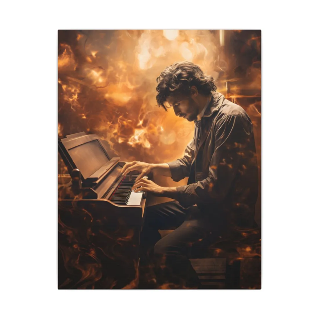Mysterious Night Piano: Solo Grand Performance - Canvas