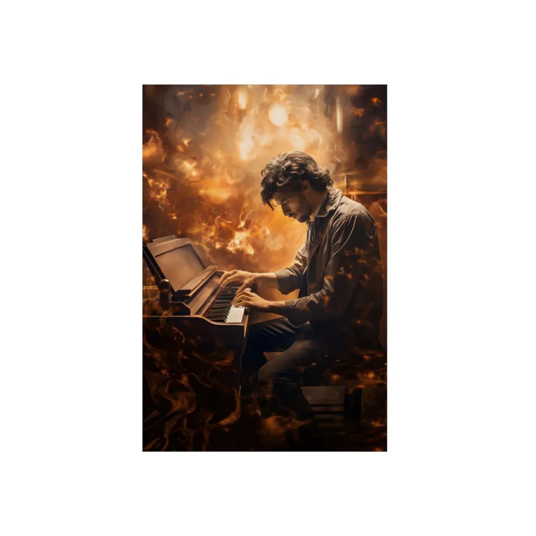 Mysterious Night Piano: Solo Grand Performance - Metal Poster