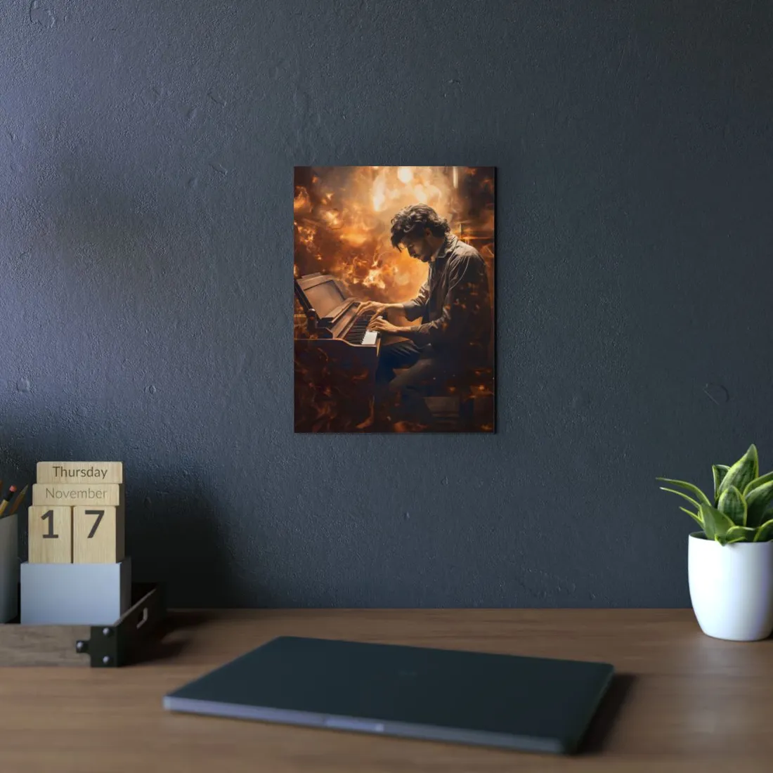 Mysterious Night Piano: Solo Grand Performance - Metal Poster