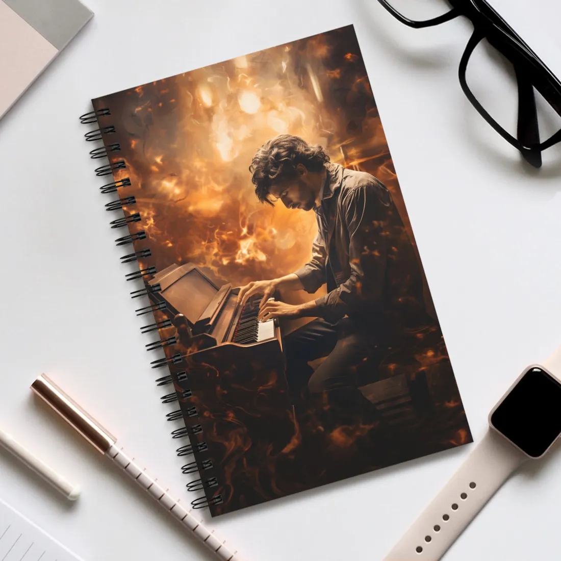 Mysterious Night Piano: Solo Grand Performance - Spiral Notebook