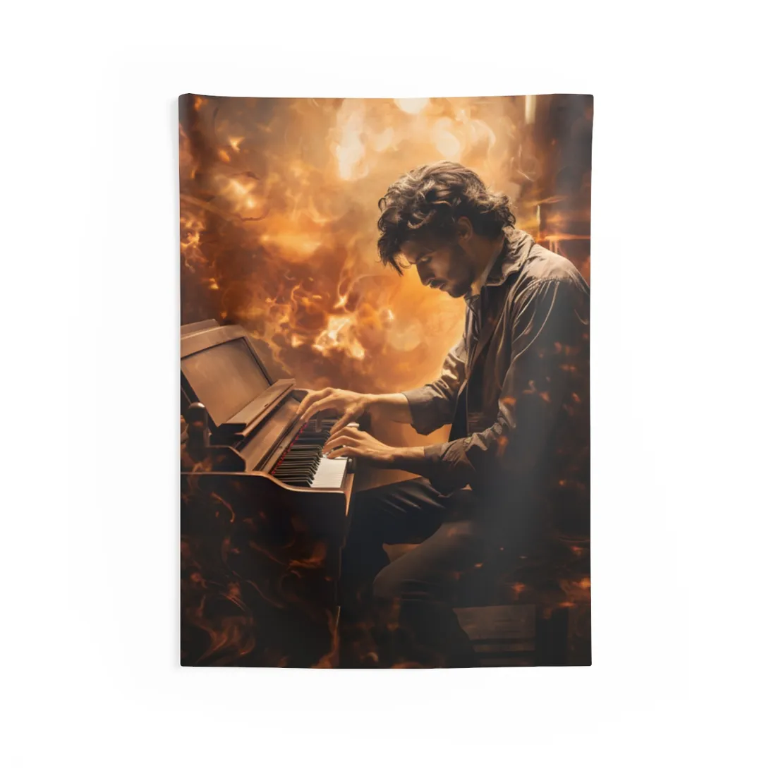 Mysterious Night Piano: Solo Grand Performance - Wall Tapestry