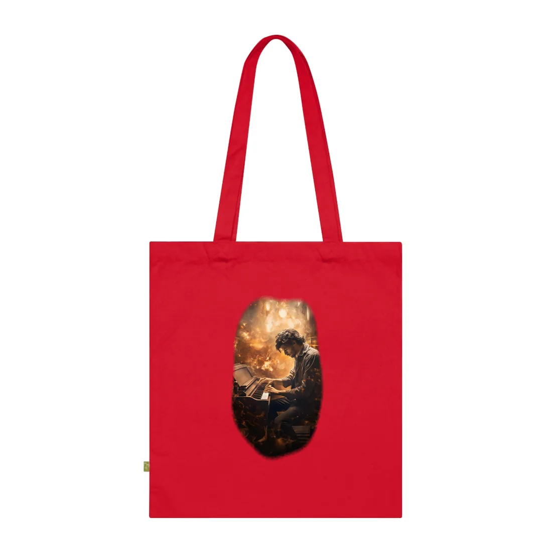 Mysterious Night Piano: Solo Grand Performance - Tote Bag (Classic Red)