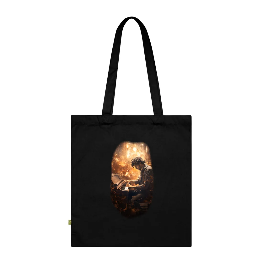 Mysterious Night Piano: Solo Grand Performance - Tote Bag (Black)