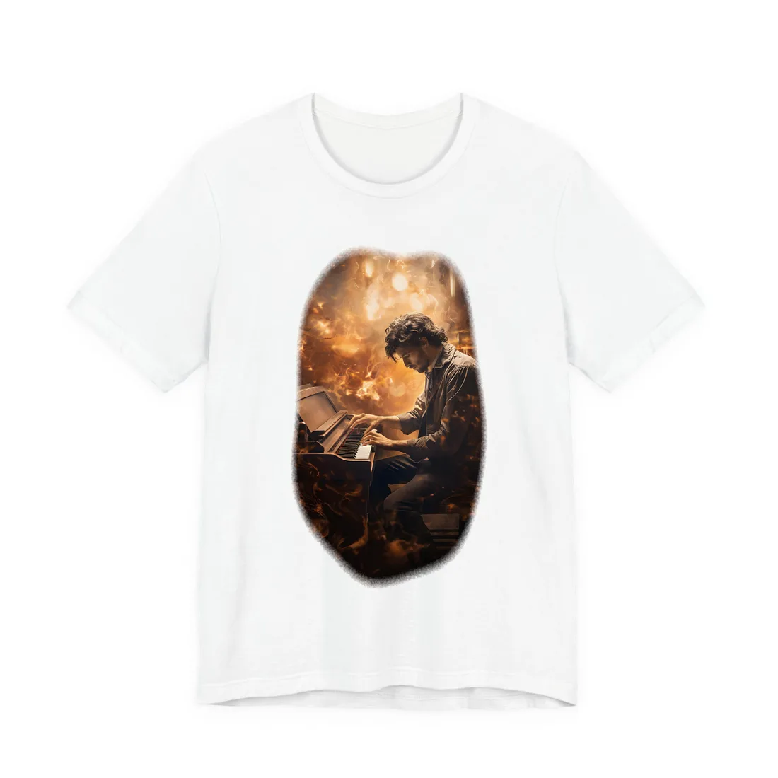 Mysterious Night Piano: Solo Grand Performance - T-Shirt (White)