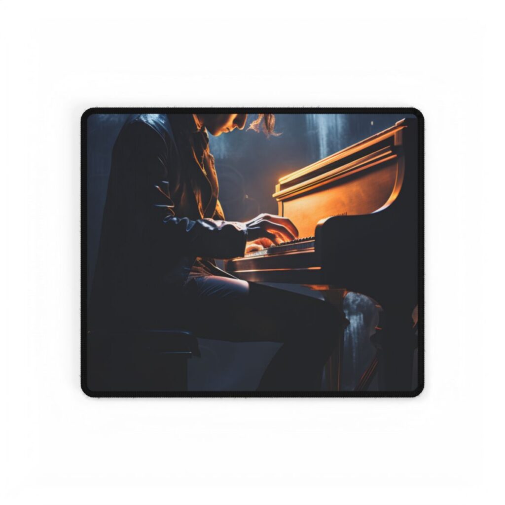 Mysterious Piano Maestro: Music Artwork - Desk Mat