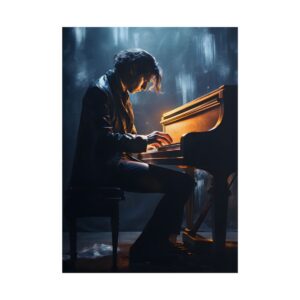 Pianist Playing Grand Piano Poster