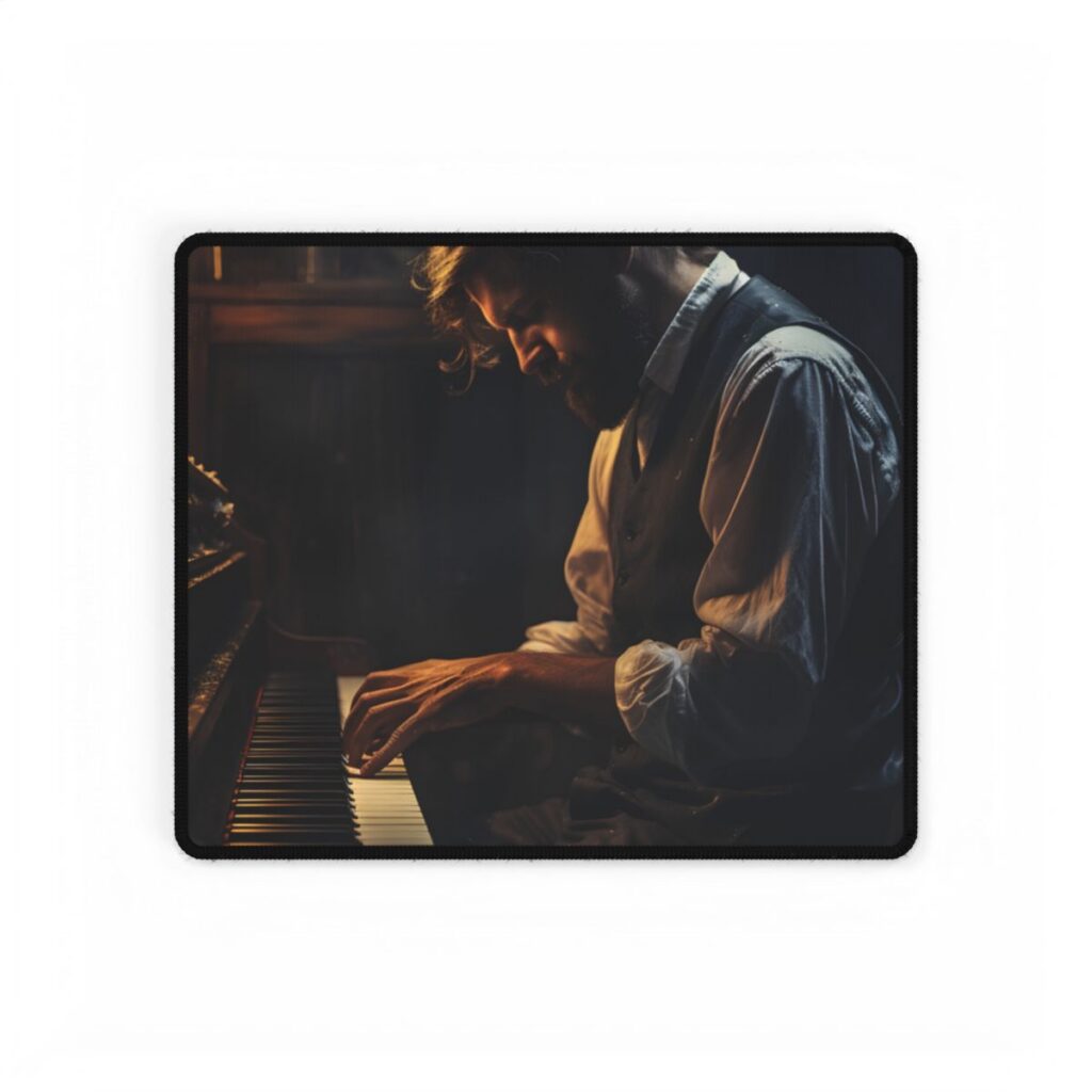 Mysterious Piano Maestro: Musical Artwork - Desk Mat