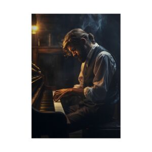 Man Playing Upright Piano Poster