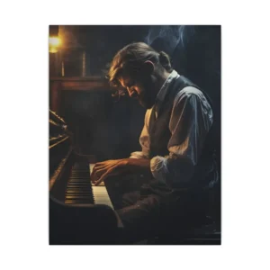 Man Playing Upright Piano Canvas Print