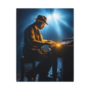Pianist Playing Under Stage Light Canvas Print