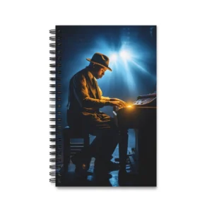 Pianist Playing Under Stage Light Spiral Notebook
