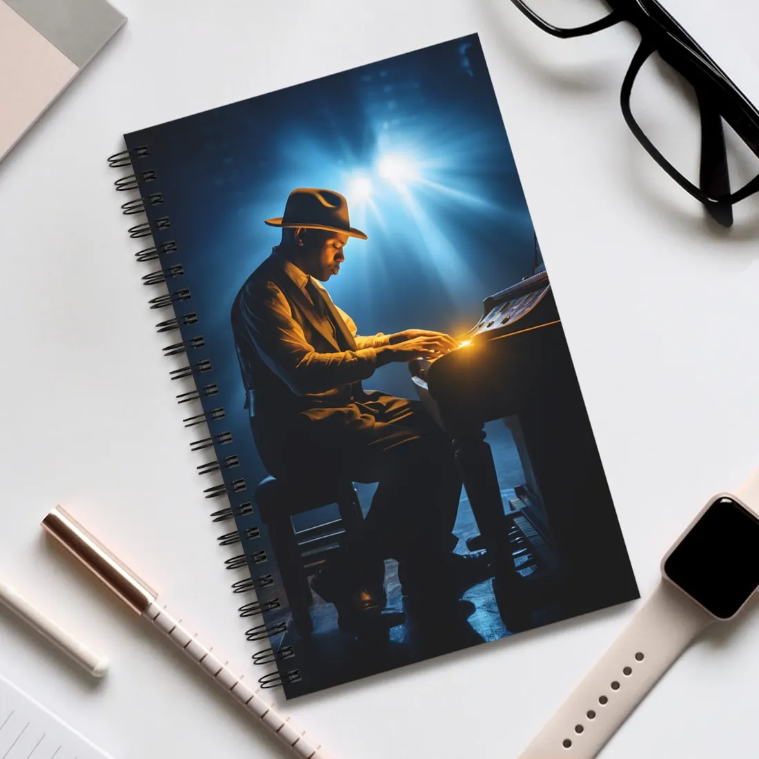 Mysterious Piano Melody: A Haunting Musical Moment - Spiral Notebook