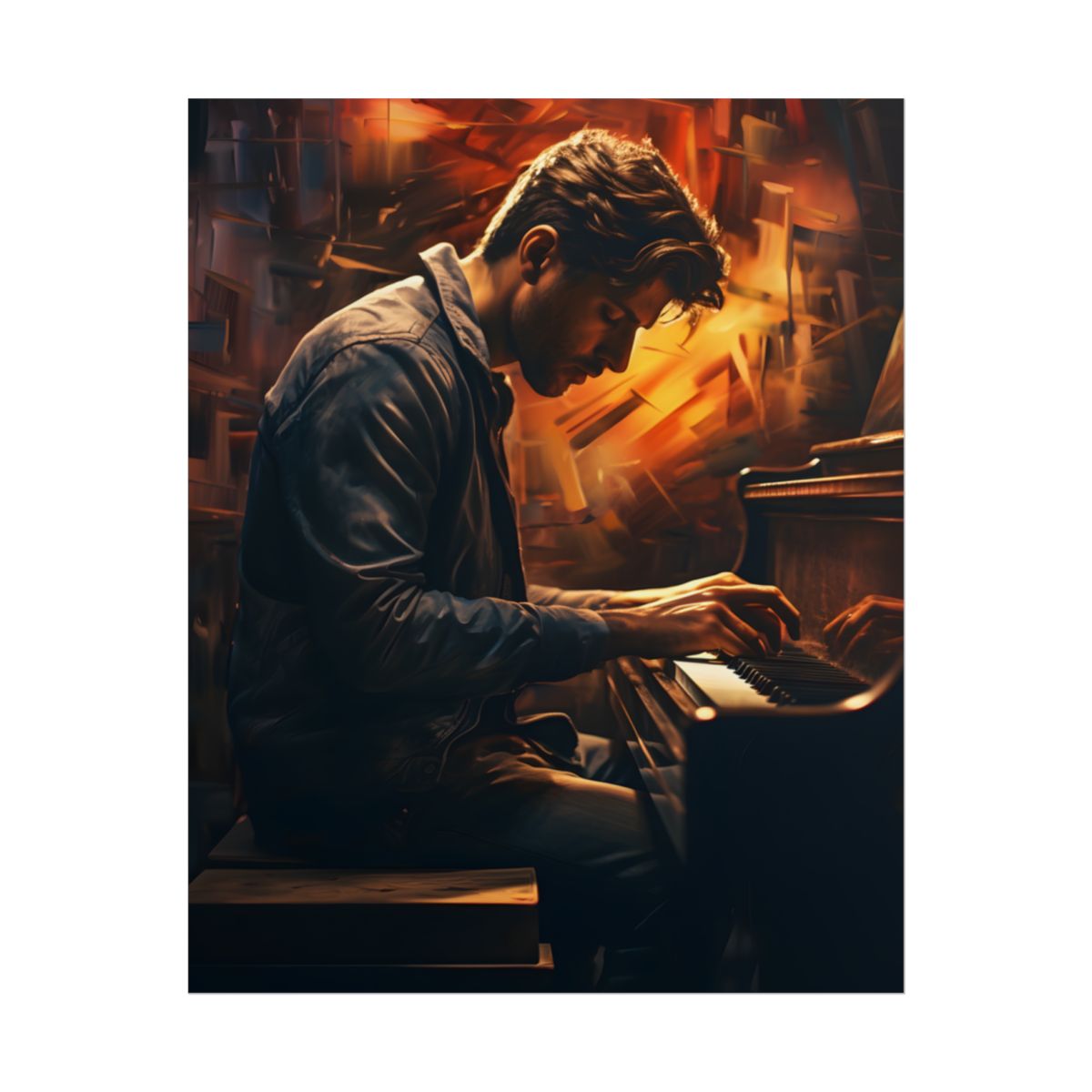 Mysterious Piano Nights: A Soulful Musical Artwork - Poster