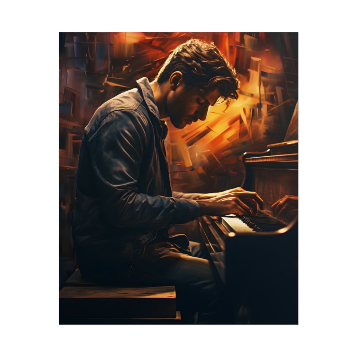 Mysterious Piano Nights: A Soulful Musical Artwork - Poster