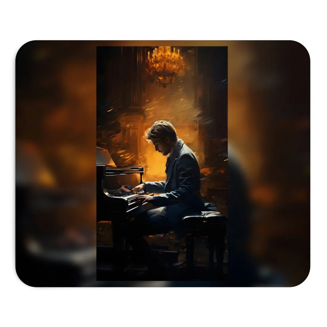 Mysterious Piano Portrait: A Dramatic Musical Masterpiece - Mouse Pad