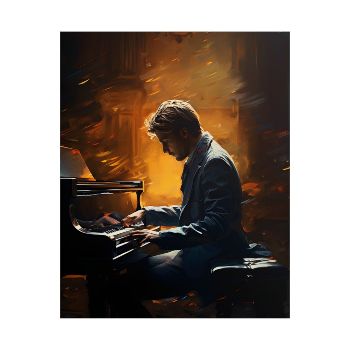 Mysterious Piano Portrait: A Dramatic Musical Masterpiece - Poster