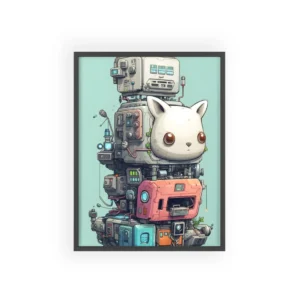 Robot with Cat Head Framed Poster
