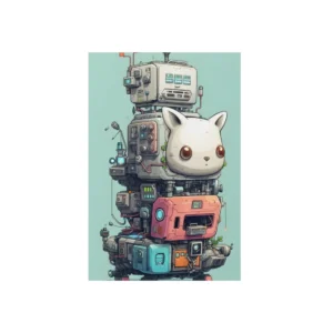 Robot with Cat Head Metal Poster