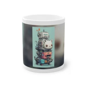 Robot with Cat Head Mug