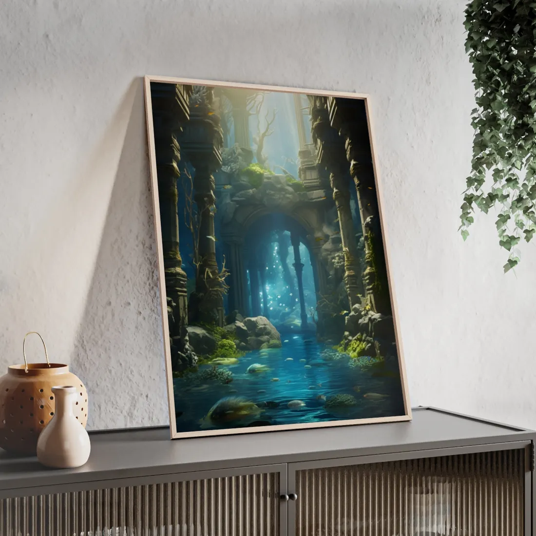 Mysterious Sunken Ancient Civilization: Underwater - Framed Poster