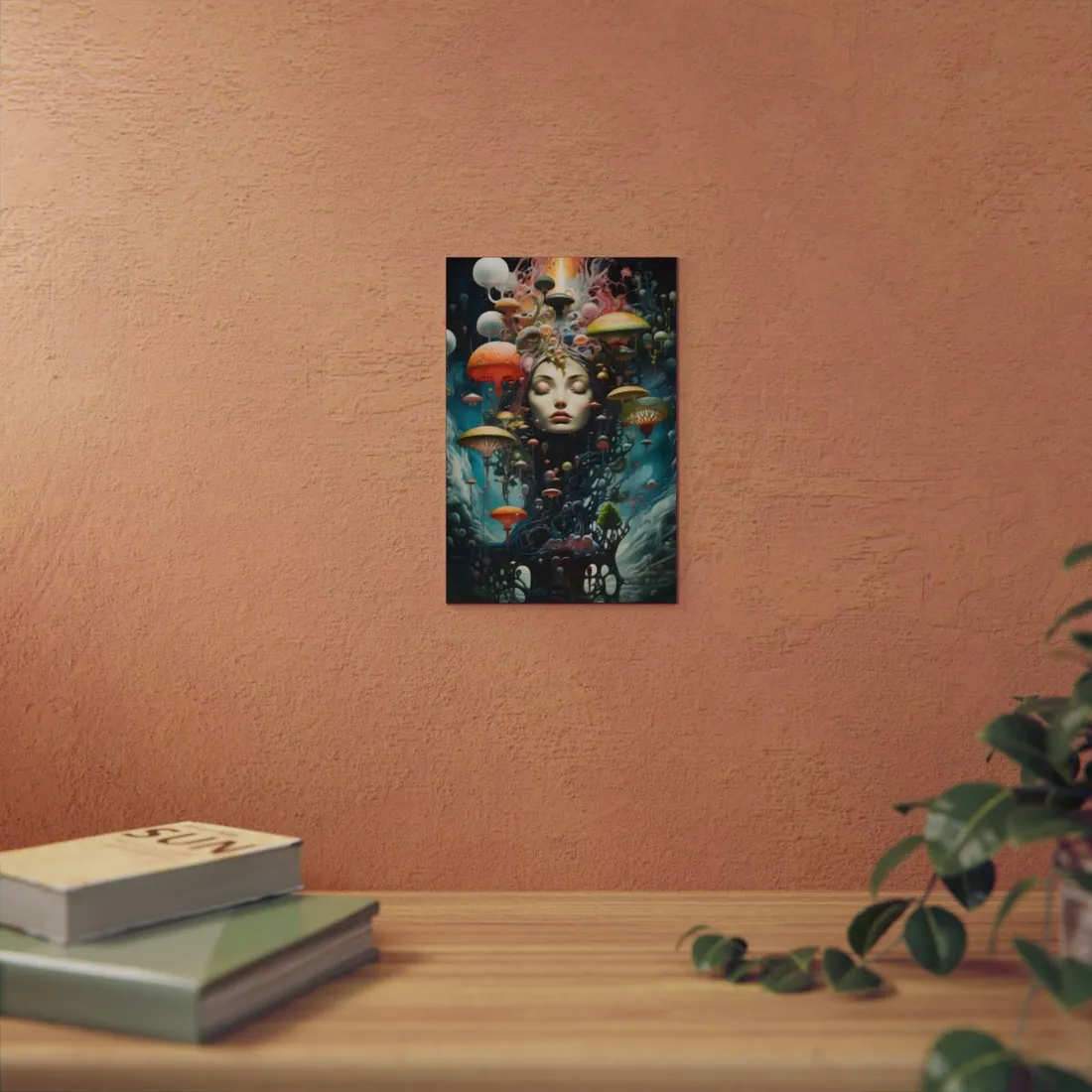 Mystic Mushroom Portrait: Fantastical Face Art - Metal Poster