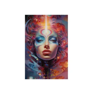 Woman Face with Light Beam Metal Poster