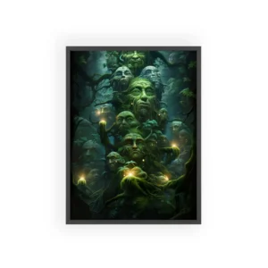 Moss-Covered Forest Faces Framed Poster