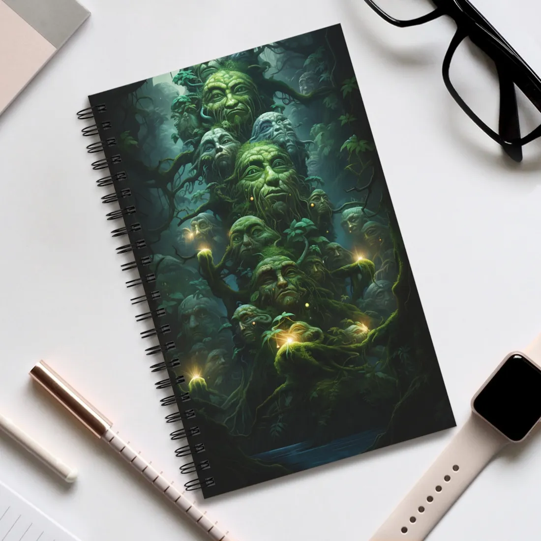 Mystical Ancient Forest Guardians: Natural - Spiral Notebook