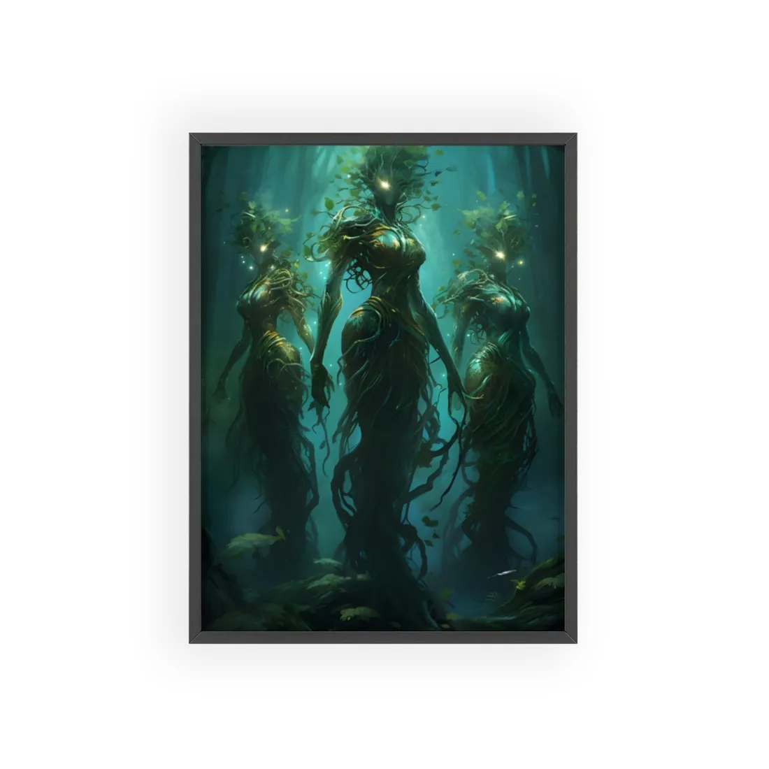 Mystical Forest Ancient Tree: Serene Nature Art - Framed Poster