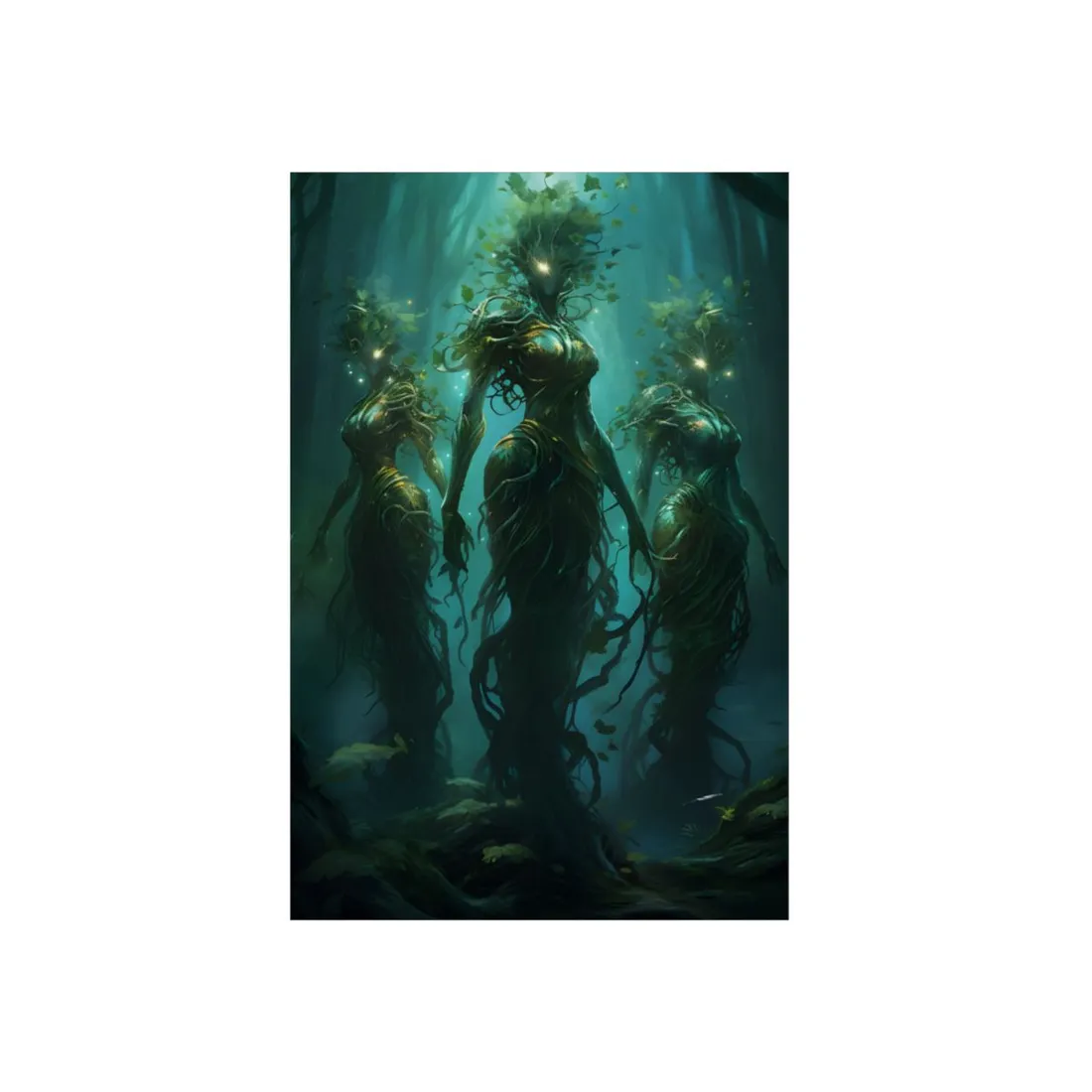 Mystical Forest Ancient Tree: Serene Nature Art - Metal Poster