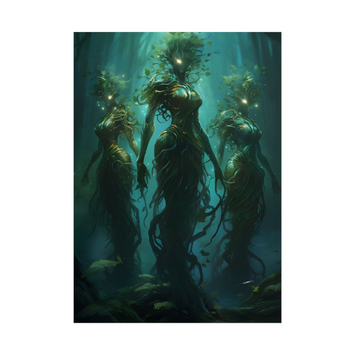 Mystical Forest Ancient Tree: Serene Nature Art - Poster