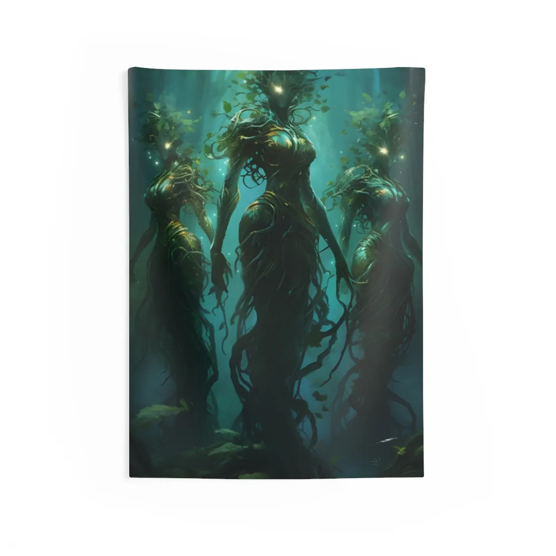Mystical Forest Ancient Tree: Serene Nature Art - Wall Tapestry
