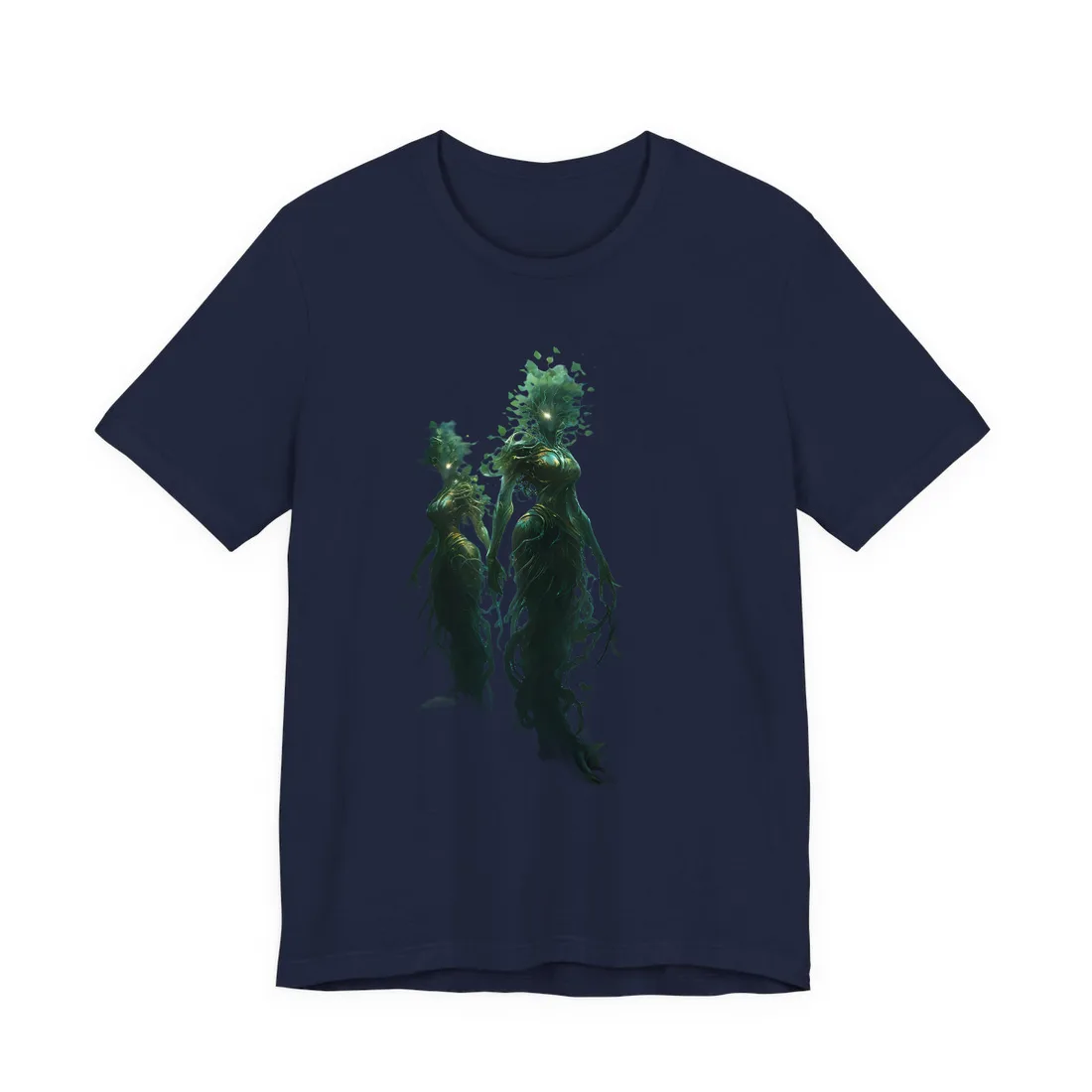 Mystical Forest Ancient Tree: Serene Nature Art - T-Shirt (Navy)
