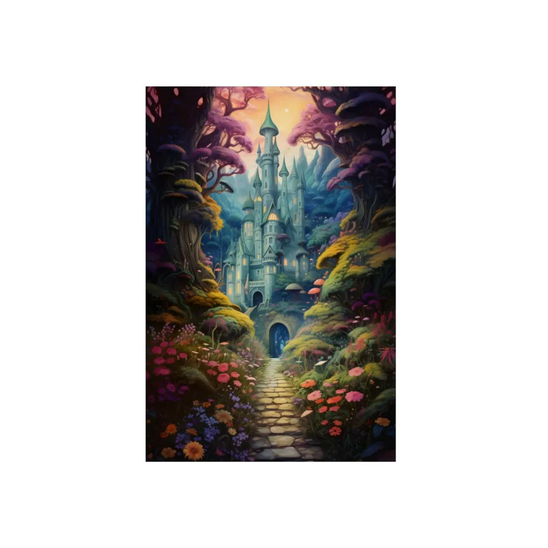 Mystical Forest Castle: Enchanted Woodland Towers - Metal Poster