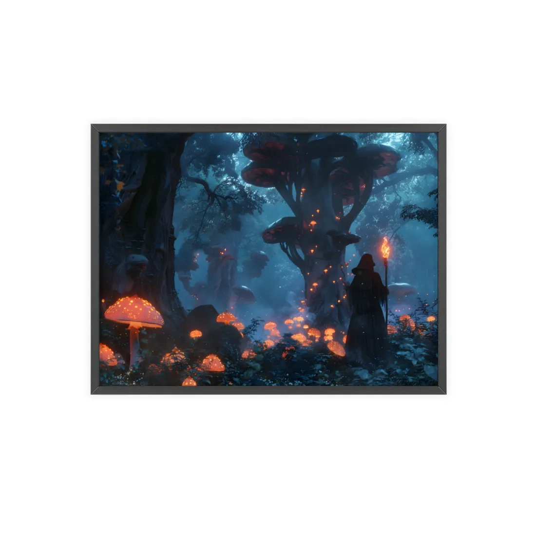 Mystical Forest Encounter: Vibrant Witch - Framed Poster