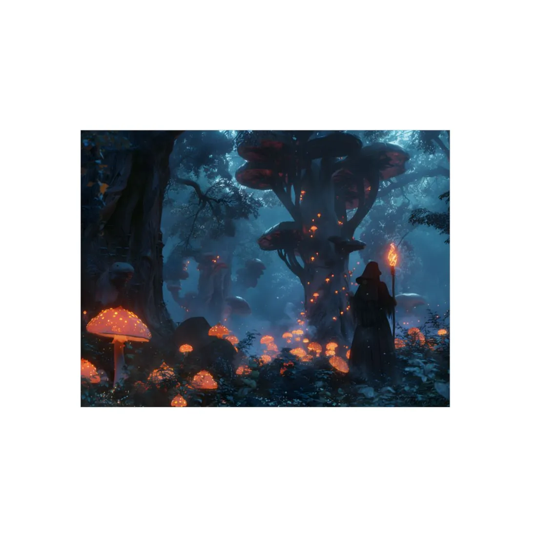 Mystical Forest Encounter: Vibrant Witch - Metal Poster