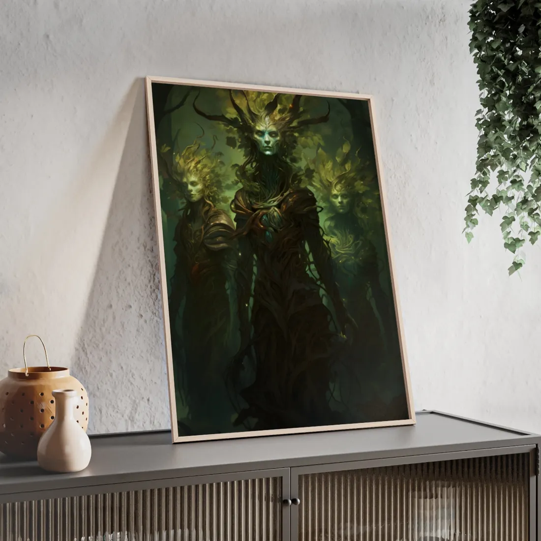 Mystical Forest Guardians: Ancient Tree Spirits Awaken - Framed Poster