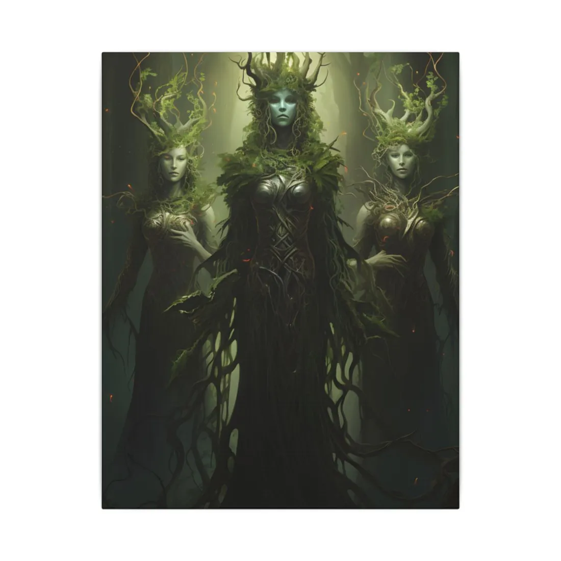 Mystical Forest Guardians: Ancient Tree Spirits Digital Art - Canvas