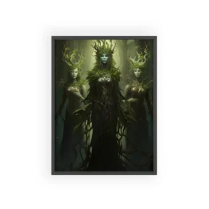 Moss Crowned Women in Forest Framed Poster