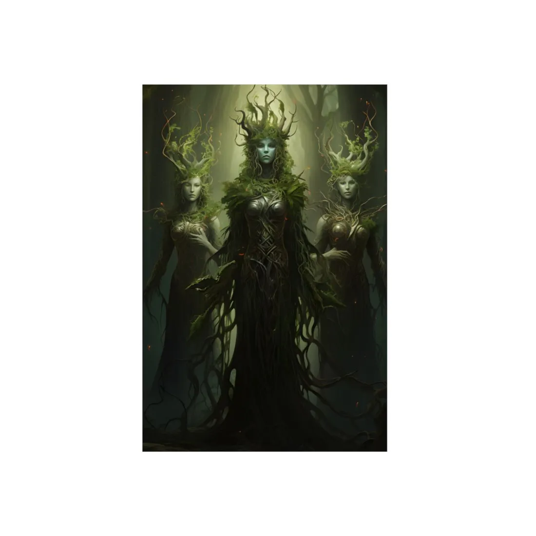 Mystical Forest Guardians: Ancient Tree Spirits Digital Art - Metal Poster