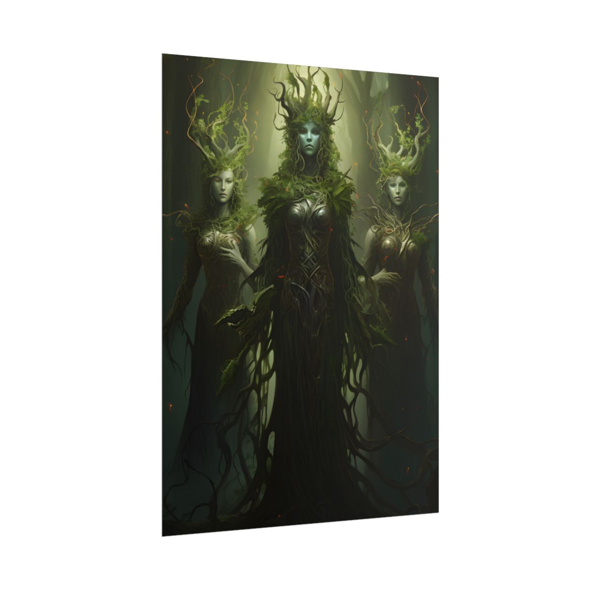 Mystical Forest Guardians: Ancient Tree Spirits Digital Art - Poster