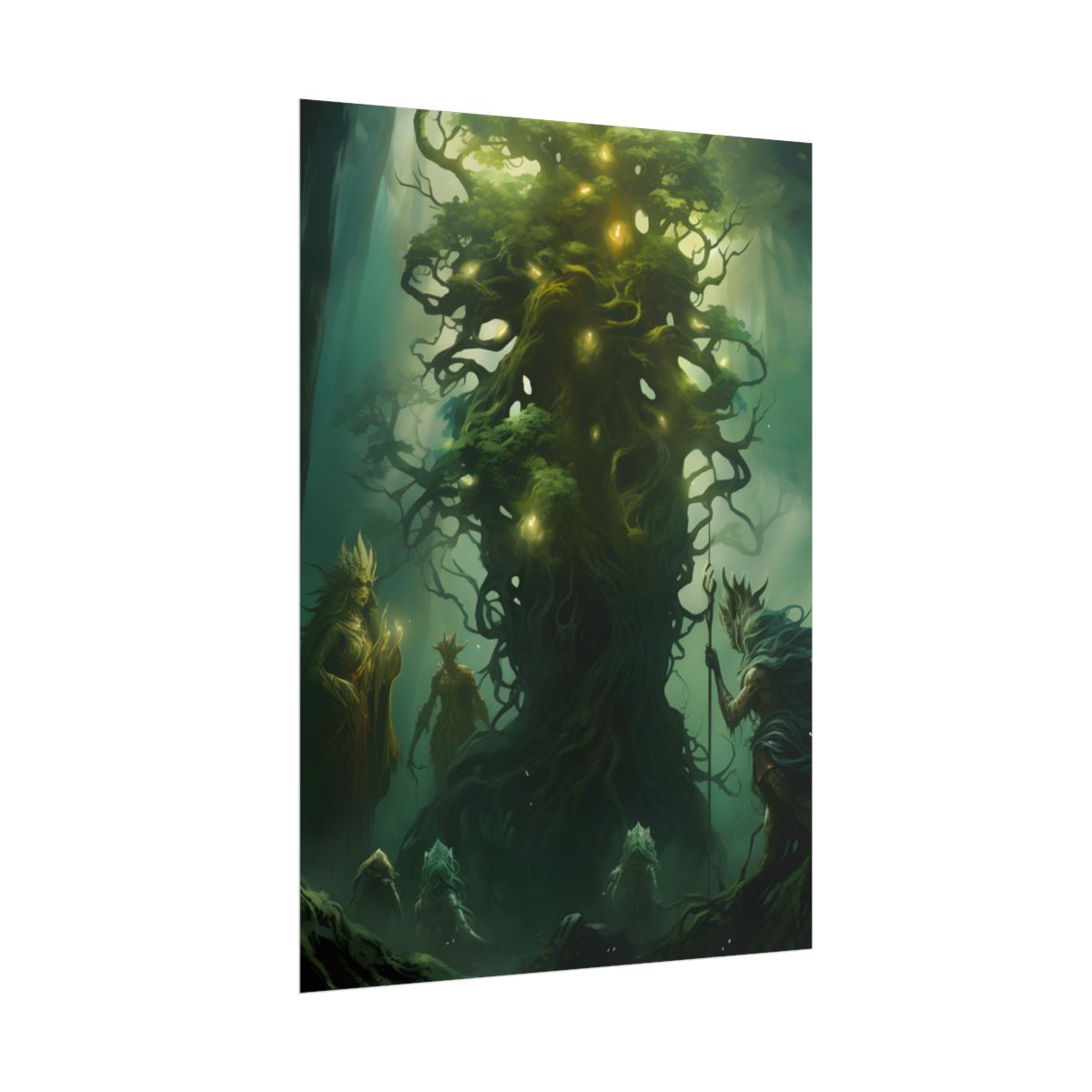 Mystical Forest Guardians: Ancient Tree Spirits Digital Artwork - Poster