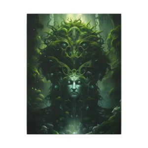Forest Guardian Face in Moss Canvas Print