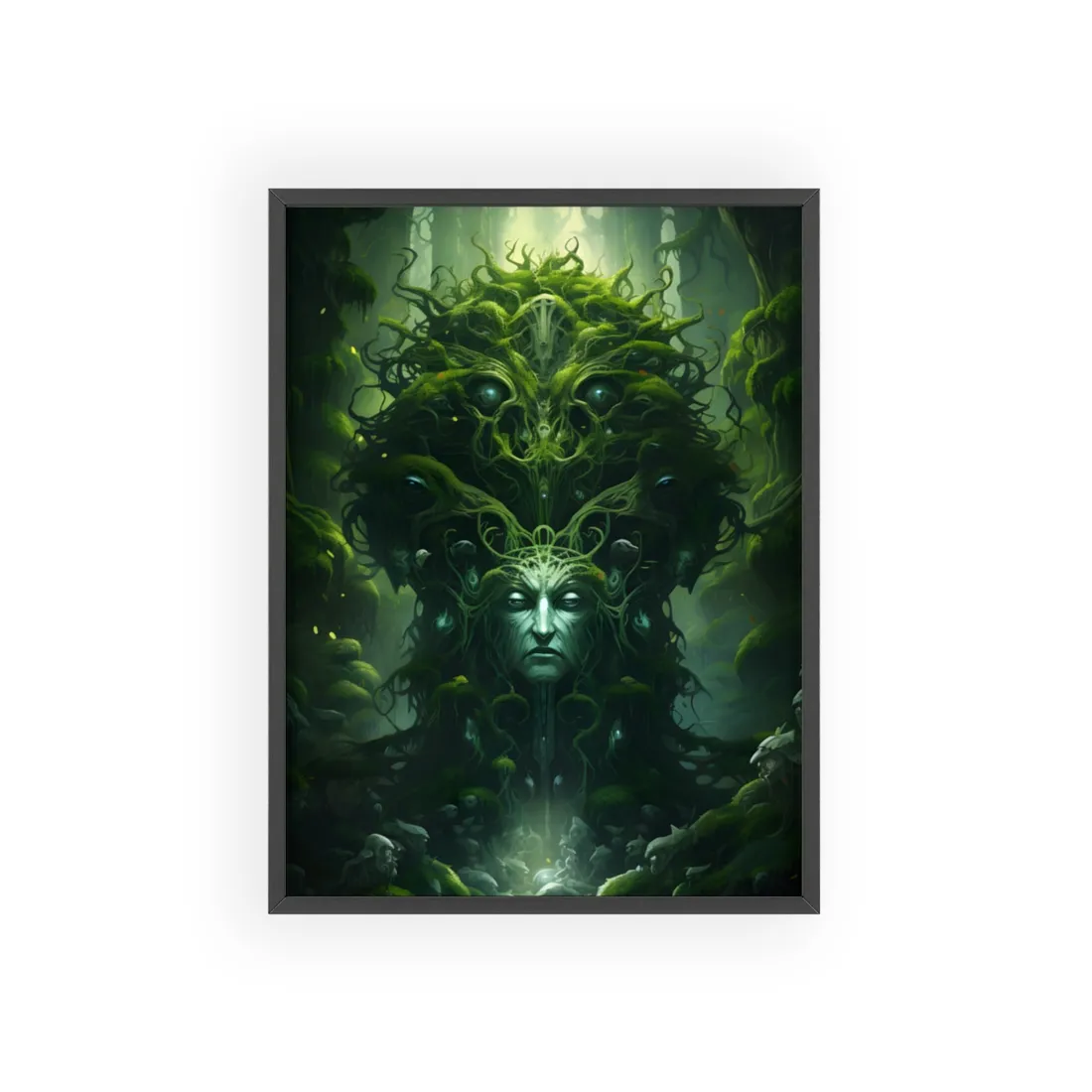 Mystical Forest Guardians: Ancient Tree Spirits Ethereal - Framed Poster