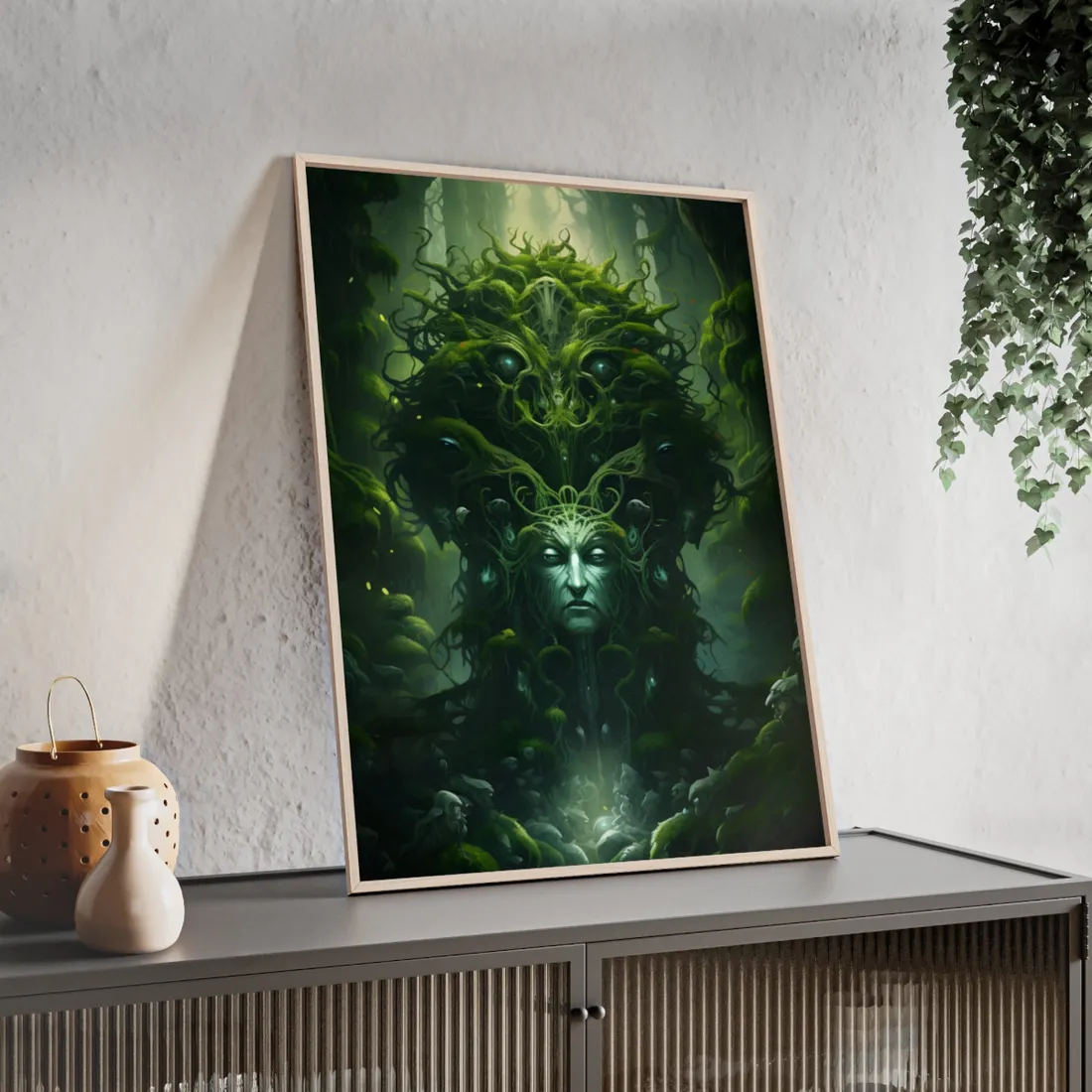 Mystical Forest Guardians: Ancient Tree Spirits Ethereal - Framed Poster
