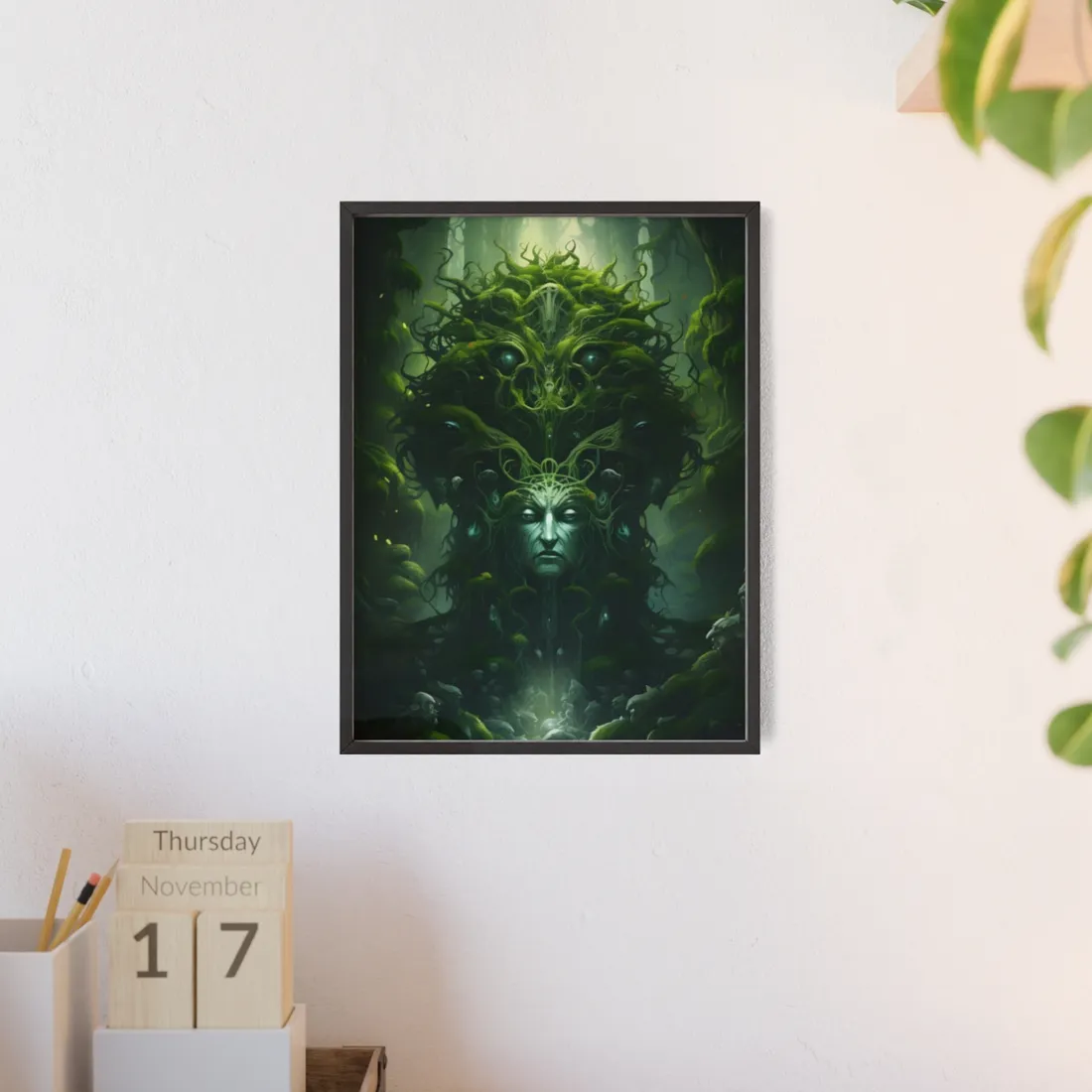 Mystical Forest Guardians: Ancient Tree Spirits Ethereal - Framed Poster