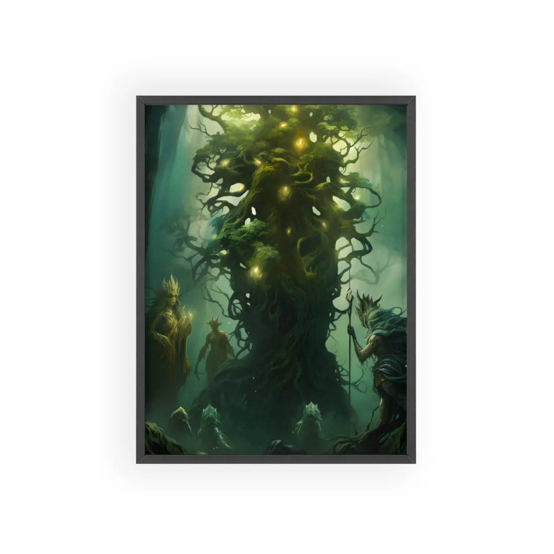 Mystical Forest Guardians: Ancient Tree Spirits - Framed Poster
