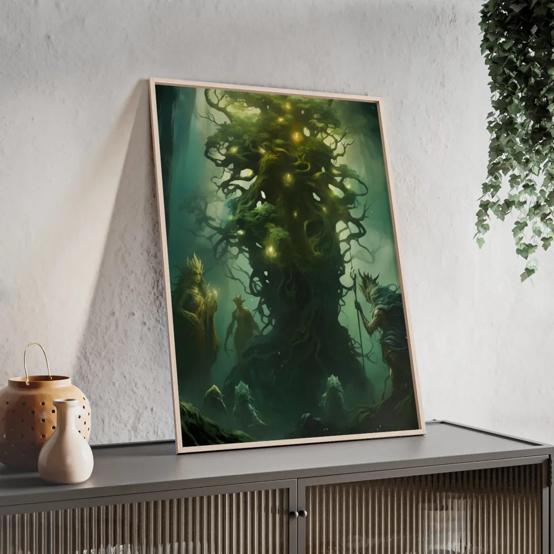 Mystical Forest Guardians: Ancient Tree Spirits - Framed Poster