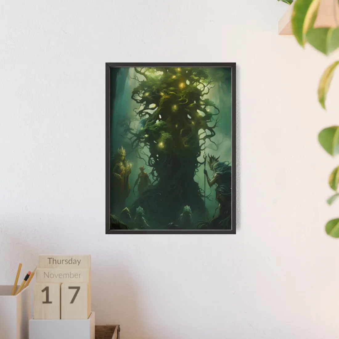 Mystical Forest Guardians: Ancient Tree Spirits - Framed Poster