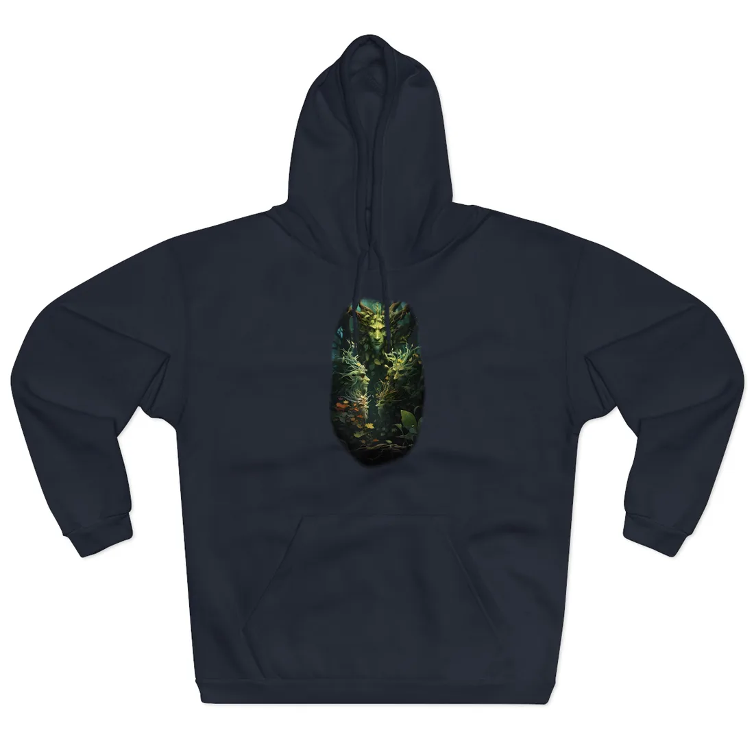 Mystical Forest Guardians: Ancient Tree Spirits in Serene Nature - Hoodie (Navy)
